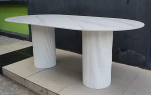 Oval Fluted Table / Modern 2M Sintered Stone Table - FRM5220