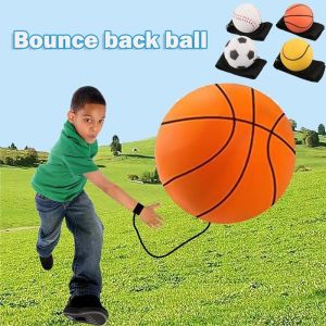 6cm Rubber Bouncing Return Ball Funny Hand Ball Game Outdoor School Training Exercise Sports Basketball Football Baseball Tennis Strap Fun Sports Student Childrens Gifts