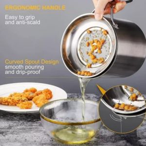 Oil Pot Saringan Tempat Minyak Stainless Steel 1.2 ltr