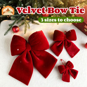 Christmas Red Velvet Bow Tie Ornaments Xmas Tree Bowknot Hanging Pendant Party Wedding Home Decor