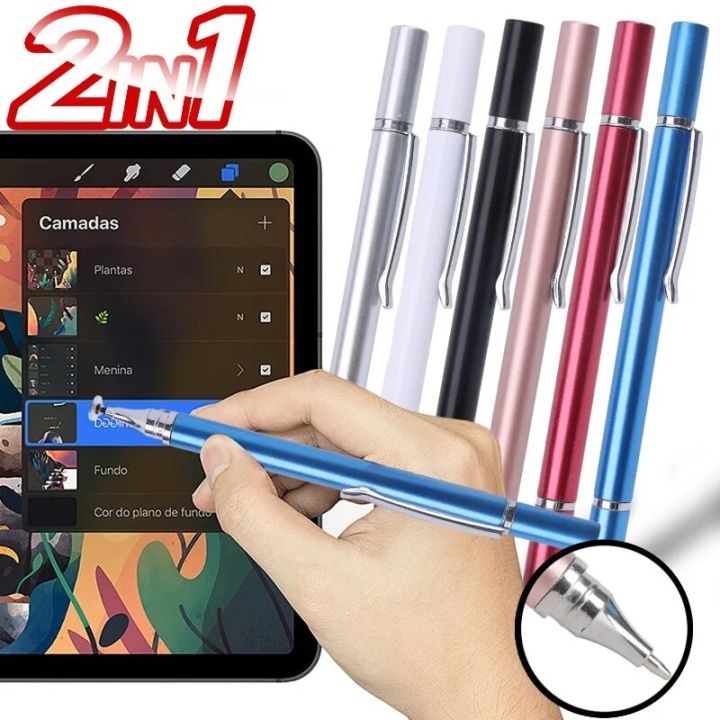 2 In 1 Multifunctional Stylus Pen Capacitive Touchscreen Pen Round