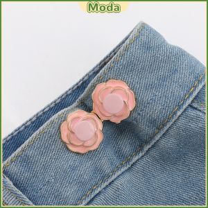 MO. Metal Rose/Flower Waist Buttons Elegant Brooches Detachable Skirts Tightener Pants Snap