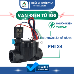 Van điện từ 34mm van điện từ phi 34 van điện từ 220v/24v van từ chống nước dùng được ngoài trời Chất liệu nhựa cao cấp gia cường sợi thủy tinh độ bền cao - Điện áp 220VAC/24VAC/24VDC