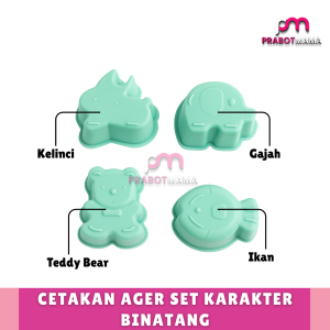 Cetakan Agar Set 4 Pcs Karakter Binatang Pastel - Prabotmama / Jelly Hewan Lucu Kelinci Ikan