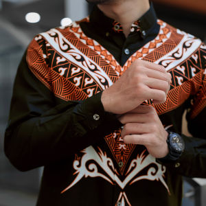 DgmFashion Batik Pria Premium Lengan Panjang Brown 1239