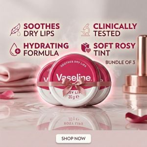 Vaseline Lip Therapy Rosy Lips Tin (20g) Tinted Moisturizing Lip Balm Soft Pink Glow Heals Dry Lips