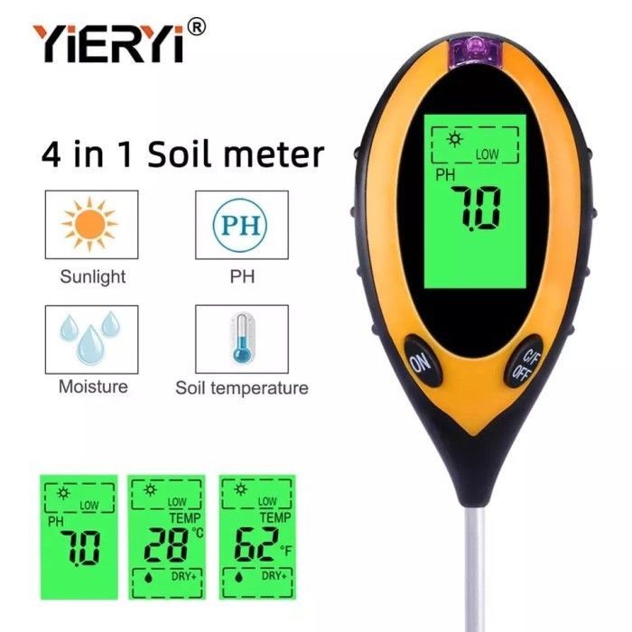 Digital PH meter Soil 4in1 Alat ukur pH dan Kelembapan Tanah + Cahaya