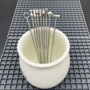 YIYU STUDIO 20Pcs Stainless Steel tail Picks Long Handle Silver Color Fruit Sticks Durable Reusable Martini Picks Party