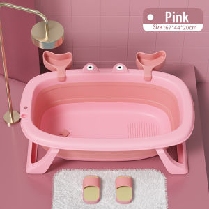 Foldable Baby Bath TubNewborn Baby Tub with Soft Bath Mat and Real Time Water Temperature Display(Bathtub + Bath Mat)