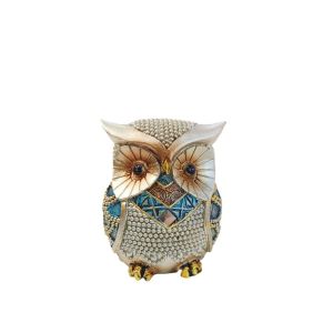 IPIE2 Resin Owl Ornament Retro Luxury Miniature Figurine Sculpture Crafts Simulated Animal Statue Cabinet