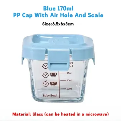 4Pcs 170ML Baby Food Storage Container Box Glass Portable Seal Storage Box Baby Glass Solid Food Bowl Bekas Makan