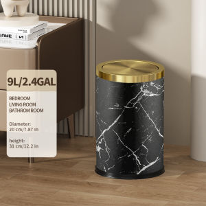 9L/15L Small Trash Can with Swing LidFancy Gold Waste Paper Baskets for BathroomsGold Trash Can for BathroomBedroom Powder RoomOfficeLaundry Room