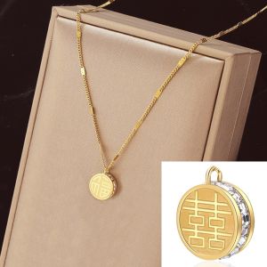 Dây chuyền titan nữ mặt chữ Phúc Song Hỷ phong thủy may mắn không đen gỉ