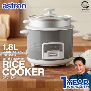 Astron GRC 1827 Rice Cooker with Steamer Tray - 1.8 Liter Capacity | Heavy-Duty Cooking | For Up to 6 People