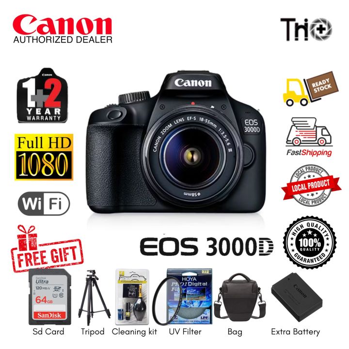 Canon EOS 3000D DSLR Camera with 18-55mm Zoom Lens