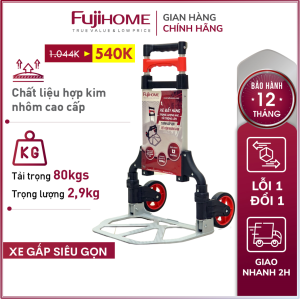 Xe đẩy hàng gấp gọn 2 bánh chở hàng 80kg Nhật Bản Nhập Khẩu FUJIHOME HT-280 xe kéo hàng gấp gọn nhẹ siêu thị đa năng giá rẻ mini để ô tô dùng cho gia đình