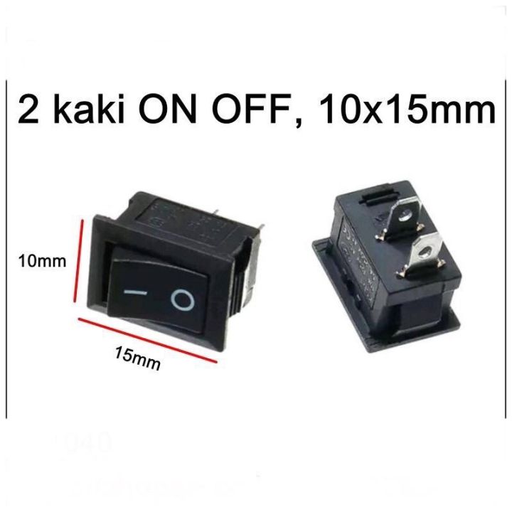 10pcs Rocker switch mini hitam 2 pin / 2 kaki ON OFF Kalkulator super ...
