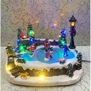 SKIING KIDS CHRISTMAS VILLAGE DISPLAY