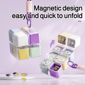 Fun Dispenser Box Compartment Box Nutrient Supplement Double Closed Light Magnetic Design Classification And Storage