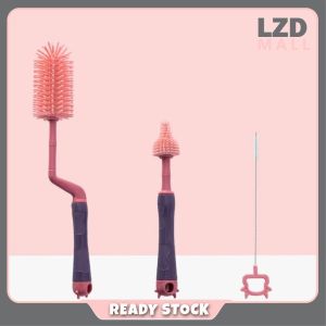 【MY ReadyStock】3 in 1 Set Soft Silicone Milk Bottle Brush 360° Rotating Handle Baby Bottle Teat Nipple Pacifier Brushes