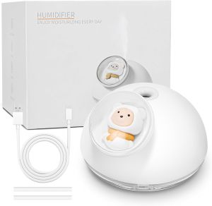 Cute Bear Diffuser PortableCool Mist Oil Aromatherapy Diffuser 2 Mist Modes Usb-Powered Suitable For Plant Potted Babies Girls Kids - Holiday Best Gifts 160ml Multicolor Night Light(White)