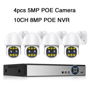 OVERSCAM POE SECURITY NVR PACKAGE|4K Dual Lens Dome + 10CH NVR|8X Zoom + Humanoid Tracking|Waterproof & Vandal-proof|Mobile Phone Remote|Plug & Play Kit