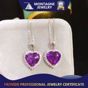 Montagne Jewelry 925 Silver Pendant Love Heart Design 821 Fine Jewellery Natural 10x10mm Amethyst Pendant Necklace