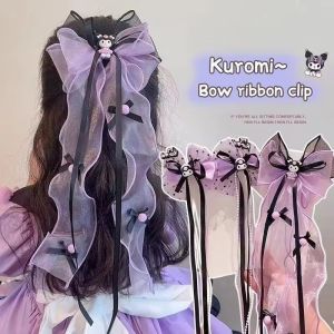 Sanrio Cartoon Anime Big Bow Hair Clip My Melody Cinnamoroll Kuromi Girl Sweet Bow Ribbon Fashionable Hair Accessory Gift