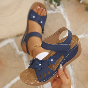 [Free Shipping] Plus-Size Wedge Roman-Style Retro Sandals For Women 2026 New Collection Featuring A Hollowed-Out Design Thick Soles And A One-Strap Style Perfect For The Beach