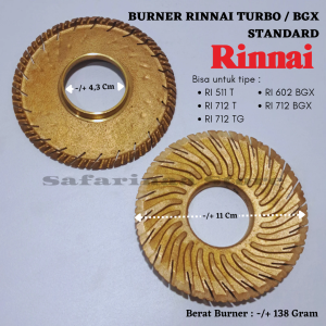 BURNER RINNAI TORNADO BGX KUNINGAN KWALITAS STANDART TYPE RI 712 BGX / RI 602 BGX / RI 511 T / RI 712 T / RI 712 TG