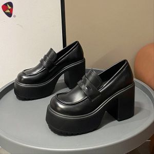 #K-113 Size 35-40 Loafers Casual Student Shoes Thick Heel For Womens Fashion (Standard Size)