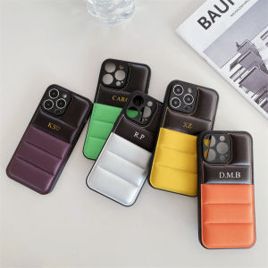 Customized Gold & Silver Name Leather Phone Case For iPhone 13 14 15 16 17 Pro Max 14 15 plusCover Full Coverage Lens protection