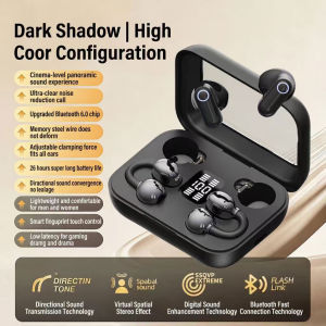  Q10 4 in 1 smart Bluetooth headset dual set earphones Ear Clip Bluetooth Earphones Bone Conduction Clip-on Semi-In-Ear Running ENC Noise Cancelling With Microphone for Waterproof Long Battery Stylish Music Gaming Headset For Any Phon
