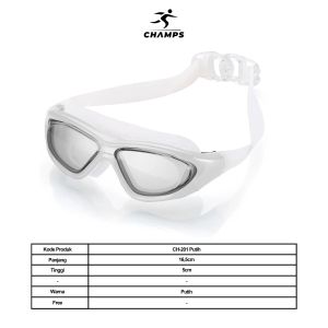 CHAMPS Paket Bundling Kacamata Renang Dewasa Adjustable & Topi Renang Paket Hemat Olahraga Renang Alat Olahraga Renang