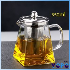 YoPo 950ml Heat Resistant Glass Teapot with Stainless Steel Filter For Home Office Tea Set