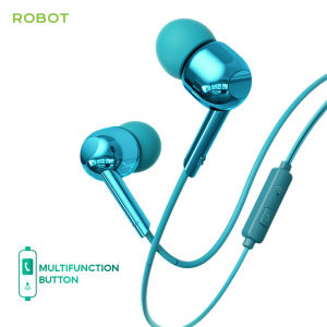 Robot RE40 Electroplated In-Ear Headphones with Built-in Mic TPE Earbuds & Volume Control - 12 Months Warranty