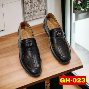 Giày da nam ANH QUANG STORE chất liệu da bò thật thiết kế đục lỗ thoáng mát cho mùa hè năng động AQ032