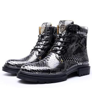 EsHi 2023 Snake Pattern Men Boots Comfortable Motorcycle Boots Men Footwear Rubber Ankle Boots Autumn Winter Men Shoes