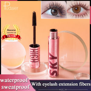 Pudaier waterproof mascaras【Long-lasting Smudge-proof Natural Long Lashes Eye Makeup Thickening Volumizing Curling 】mascaras extension serum Extension Silk Fiber Eyelash mascaras Hypercurl Sky High Mascara (8 mL) - Black Waterproof  Lash Eyelash Extension
