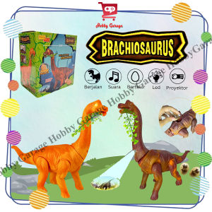 Mainan Dinosaurus Bertelur Anak Dino Berjalan Lampu Gigit Daun Projektor