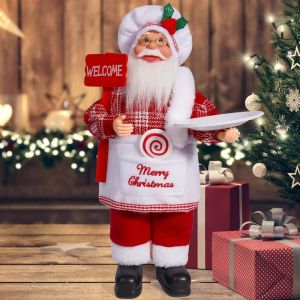 INPATIENTSTORE66IN4 12 Inches Santa Claus Decorations Cute Home Decoration Santa Claus Doll Standing Santa Claus Christmas Supplies Years Supplies