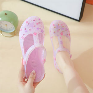 [Free Shipping] Summer New Style WomenS Clogs High-End Flat Jelly Sandals Beach Shoes Non-Slip Closed-Toe WomenS Sandals