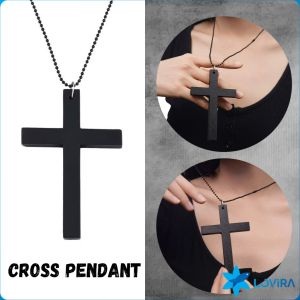 Black Wooden Cross Necklace Long T-shirt Chain Accessories Necklace Clavicle Chain Choker Jewelry
