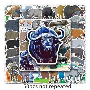 50PCS Cartoon Animal Buffalo Graffiti Waterproof Sticker Decorative Laptop Luggage Sticker