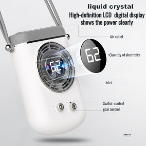 JC-FS.G01 waist hanging fan USB lazy outdoor LED digital display folding desktop mobile fan silent student neck mini fan