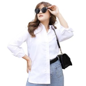Kemeja Wanita Putih Polos Lengan Panjang Kerja Formal Kantor Casual Katun Distro Premium Distro