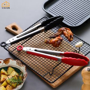 Vision 304 Stainless Steel Steak Clip Household Food Clip Silicone Roast  Barbecue Clip Multi-functional Food Tong Kitchen Gadget