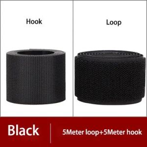 5Meters Hook and Loop Sew on Non-Adhesive Fastener Tape Black Nylon Strips Fabric Fastener Interlocking Tape For DIY Crafts