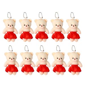 PUZHE 10pcs/set Plush Animal Bear Plush Keychains Toys Cartoon Plush Doll Blush Bears Bag Pendant Cartoon Bouquet Doll DIY Mini Bear Plush Toy Girl Birthday Gift