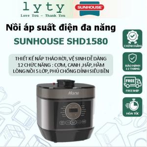 NỒI ÁP SUẤT ĐIỆN ĐA NĂNG 5L SUNHOUSE SHD1580. ĐẸP-BỀN- TIỆN DỤNG-BẢO HÀNH CHÍNH HÃNG TOÀN QUỐC